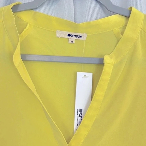 NEW LaMade Yellow Silk Long Sleeve Button Dress Size XS - Picture 3 of 7